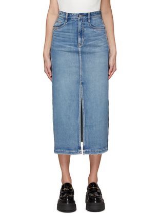 Main View - Click To Enlarge - MO&CO. - Front Slit Midi Denim Skirt