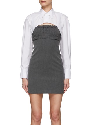 Main View - Click To Enlarge - MO&CO. - Detachable Shirt Detail Mini Dress