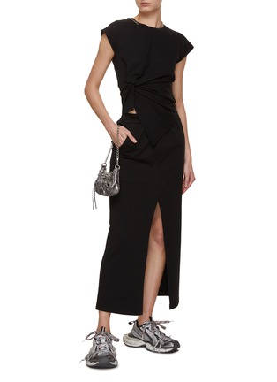 Figure View - Click To Enlarge - MO&CO. - Elasticated Waist Maxi Skirt