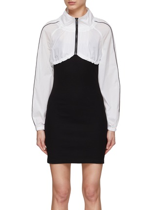Main View - Click To Enlarge - MO&CO. - Track Jacket Overlay Mini Dress