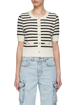 Main View - Click To Enlarge - MO&CO. - Short Sleeve Stripe Cardigan