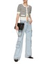 Figure View - Click To Enlarge - MO&CO. - Short Sleeve Stripe Cardigan