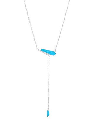 Main View - Click To Enlarge - STEPHEN WEBSTER - ‘CH2’ 18k White Gold Turquoise Quartz Crystal Haze Slimline Lariat Necklace