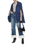 Figure View - Click To Enlarge - DARKPARK - Kate Faux Shearling Denim Cape