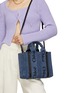 Front View - Click To Enlarge - CHLOÉ - Small ‘Woody’ Embroidered Logo Denim Tote Bag