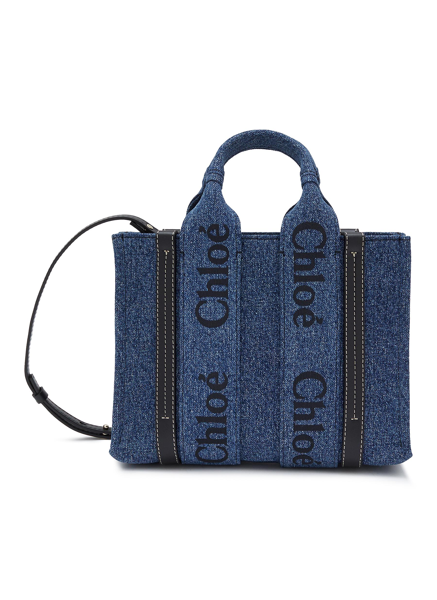 CHLOÉ, Small 'Woody' Embroidered Logo Denim Tote Bag, Women