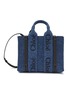 Main View - Click To Enlarge - CHLOÉ - Small ‘Woody’ Embroidered Logo Denim Tote Bag
