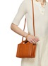 Figure View - Click To Enlarge - CHLOÉ - Mini ‘Woody’ Logo Embroidered Calfskin Leather Tote Bag