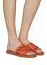 Figure View - Click To Enlarge - CHLOÉ - ‘Woody’ Logo Linen Cross Strap Slides