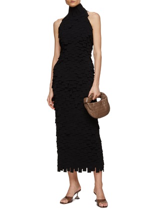 Figure View - Click To Enlarge - A.W.A.K.E. MODE - Multi Rectangle Halter Neck Midi Dress