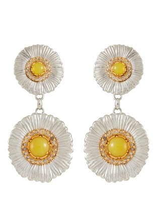 Main View - Click To Enlarge - BUCCELLATI - Blossoms Diamond and Yellow Agate Daisy Pendant Earrings