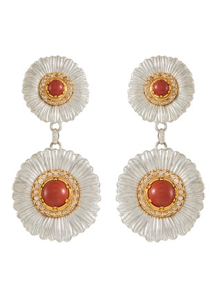 Main View - Click To Enlarge - BUCCELLATI - Blossoms Diamond and Red Jasper Daisy Pendant Earrings