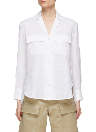 Main View - Click To Enlarge - THEORY - Button Up Linen Notch Shirt