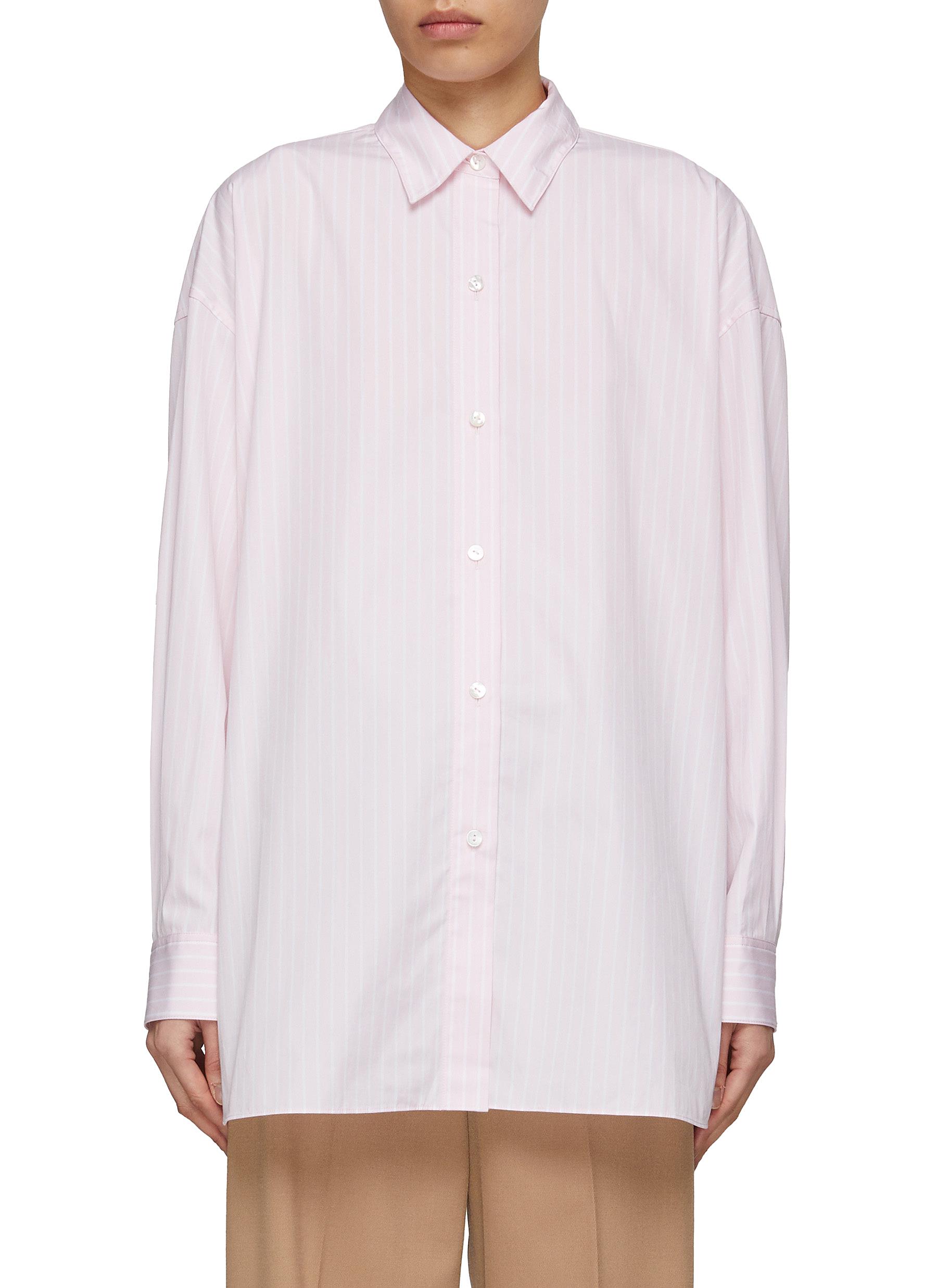 THEORY | Oversized Stripe Button Up Shirt | Women | Lane Crawford