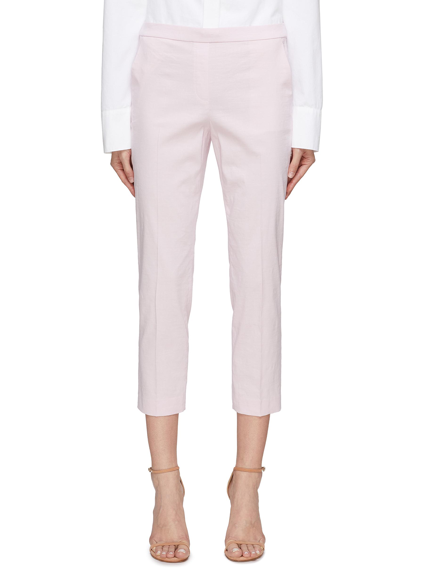 THEORY, Treeca' Cropped Pull On Pants, PINK, Women