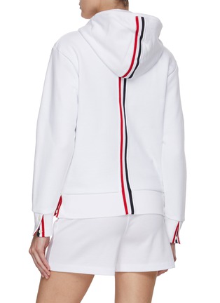 Back View - Click To Enlarge - THOM BROWNE  - Hooded Cotton Zip Up Jacket