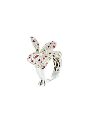 Main View - Click To Enlarge - MIO HARUTAKA - ‘Bunny’ 18K White Gold Diamond Ruby Sapphire Green Garnet Ring