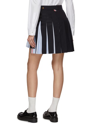 Back View - Click To Enlarge - THOM BROWNE  - Asymmetric Hem Suiting Pleated Mini Skirt