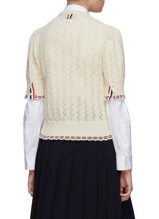 Back View - Click To Enlarge - THOM BROWNE - Cable Pointelle Stitch Cardigan