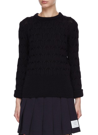 Main View - Click To Enlarge - THOM BROWNE - Cable Knit Sweater
