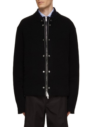 Main View - Click To Enlarge - JIL SANDER - Ribbed Knit Zip Up Cardigan