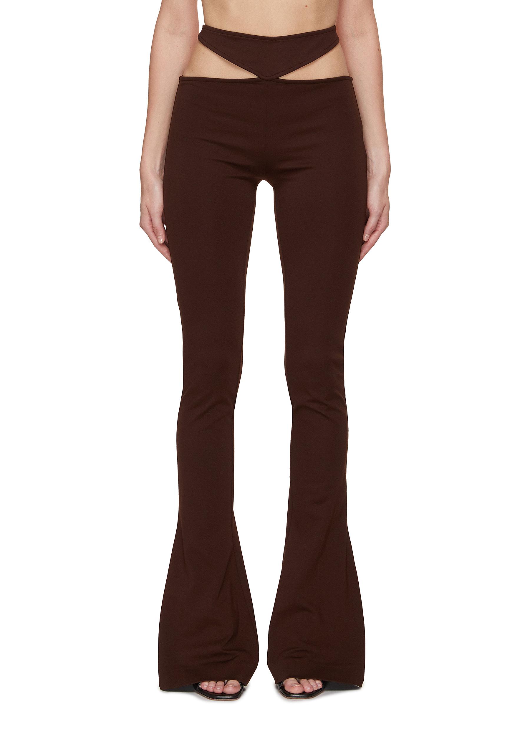 Attico Remi Flared Leg Pants In Brown