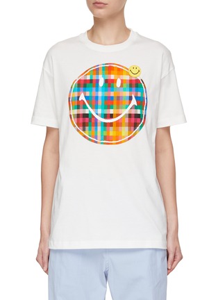 Main View - Click To Enlarge - JOSHUA’S - Plaid Smiley Face T-Shirt