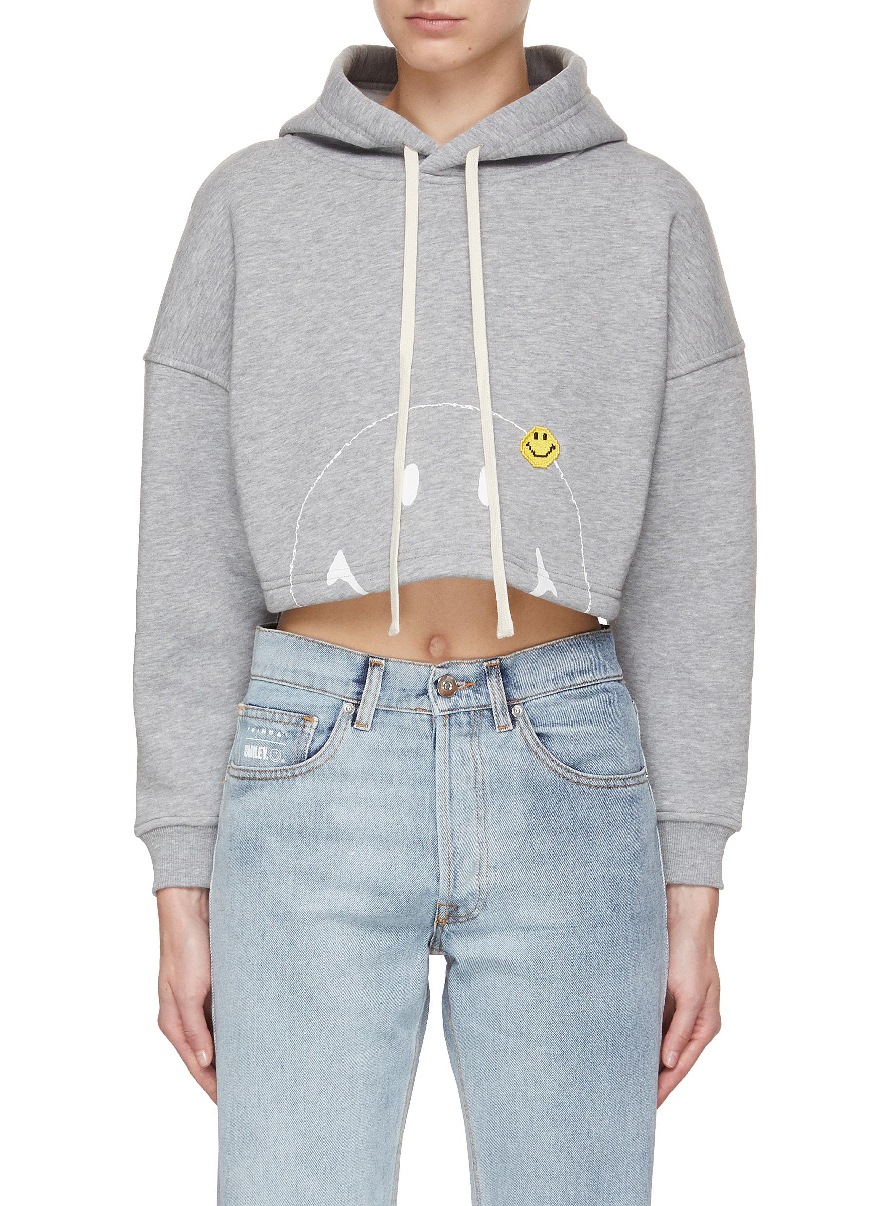 JOSHUA'S | Smiley Face Cropped Hoodie | Women | Lane Crawford