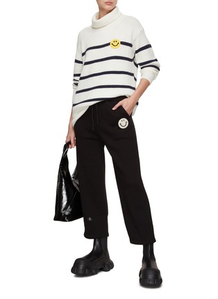 Figure View - Click To Enlarge - JOSHUA’S - Smiley Face Knit Patch Fisherman Sweater