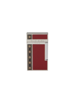Back View - Click To Enlarge - ELIE BLEU - Diamond Jetflame & Marquetry Alba Pocket Lighter — Red