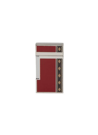 Main View - Click To Enlarge - ELIE BLEU - Diamond Jetflame & Marquetry Alba Pocket Lighter — Red