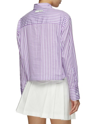 Back View - Click To Enlarge - WE-AR 4 - ‘The CC’ Drawstring Hem Striped Cotton Cropped Shirt