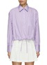 Main View - Click To Enlarge - WE-AR 4 - ‘The CC’ Drawstring Hem Striped Cotton Cropped Shirt