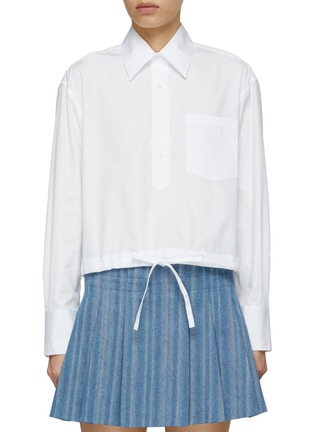 Main View - Click To Enlarge - WE-AR 4 - ‘The CC’ Drawstring Hem Cotton Cropped Shirt