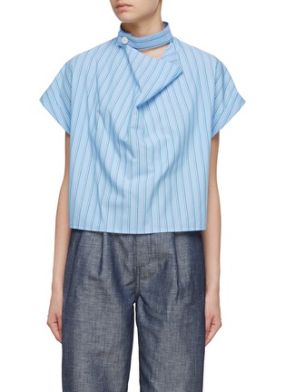 Main View - Click To Enlarge - WE-AR 4 - The Club Wrap Neck Striped Shirt