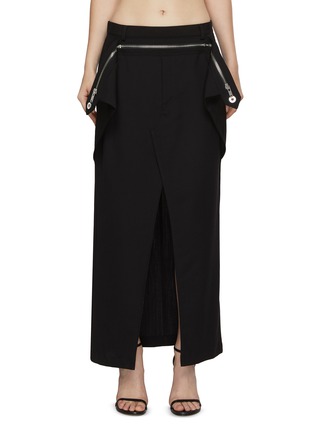 Main View - Click To Enlarge - DION LEE - Zipper Embellished Wool Midi Skirt