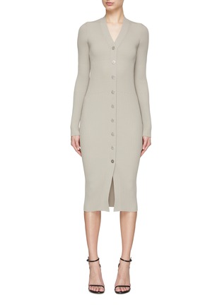 Main View - Click To Enlarge - DION LEE - Ribbed Knit Cardigan Dress