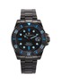 Main View - Click To Enlarge - CUSTOM T. WATCH ATELIER - ‘Ocean Blue Edition’ Matte Black Dial Stainless Steel Case Link Bracelet Watch