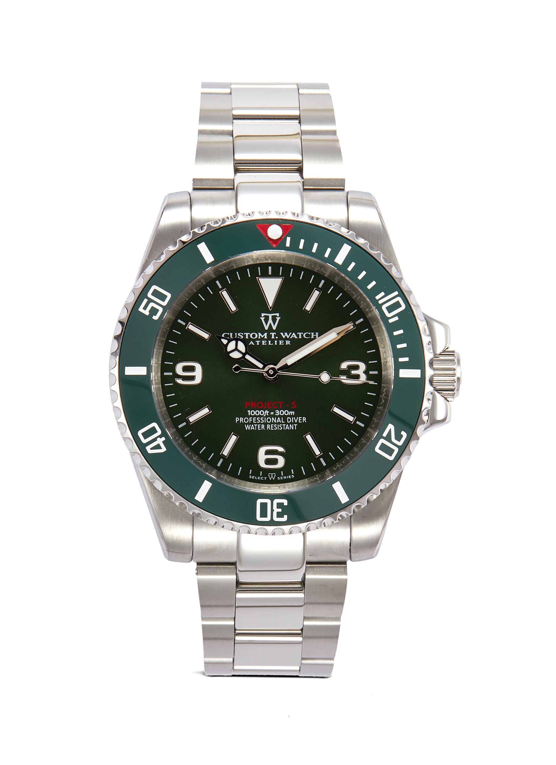 â€˜Kingsman Edition’ Green Dial Stainless Steel Case Link Bracelet Watch