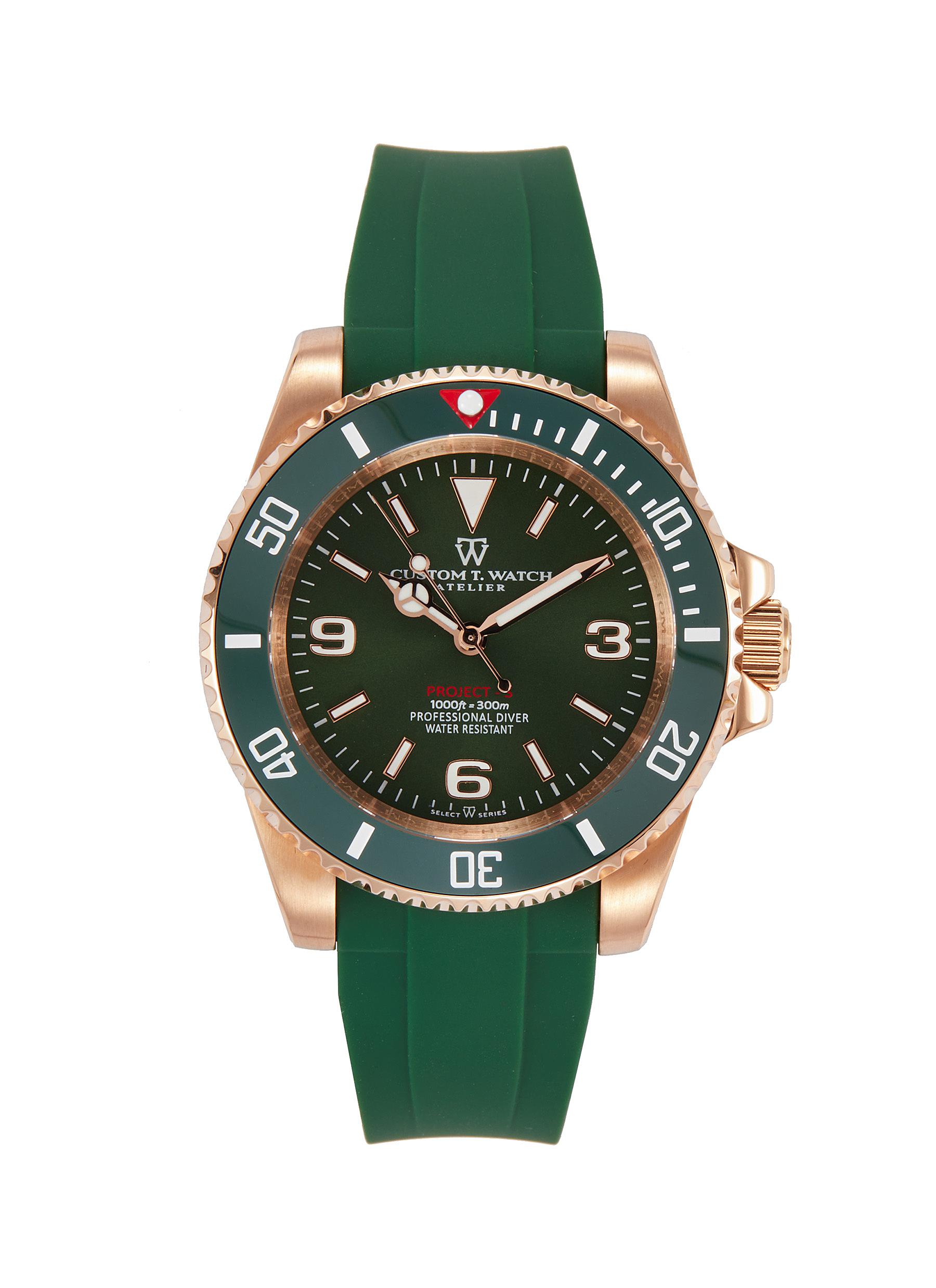 â€˜Kingsman Edition (Special RG Issue)’ Green Dial Stainless Steel Case Rubber Strap Watch