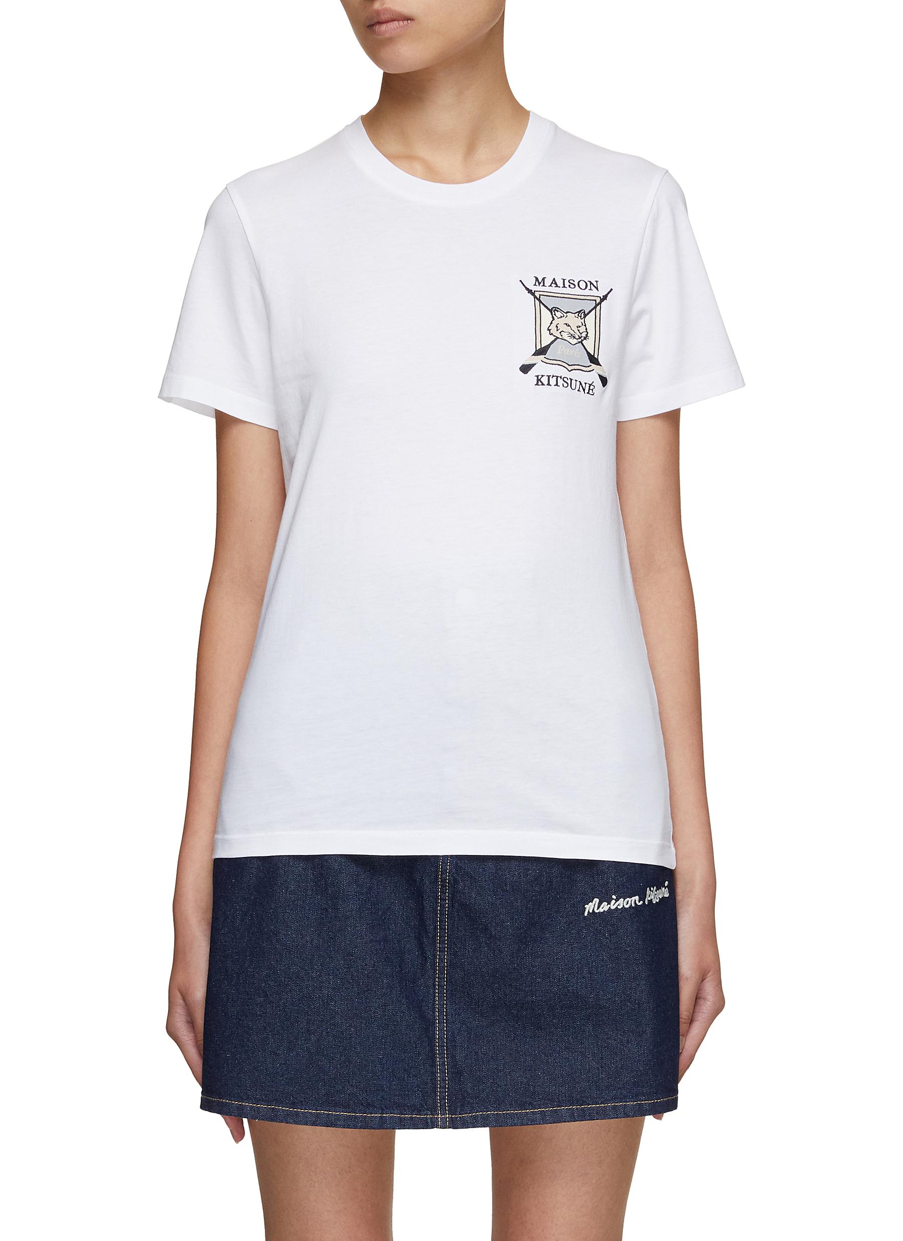 KITSUNE | College Fox Embroidered T-Shirt | Women | Lane Crawford