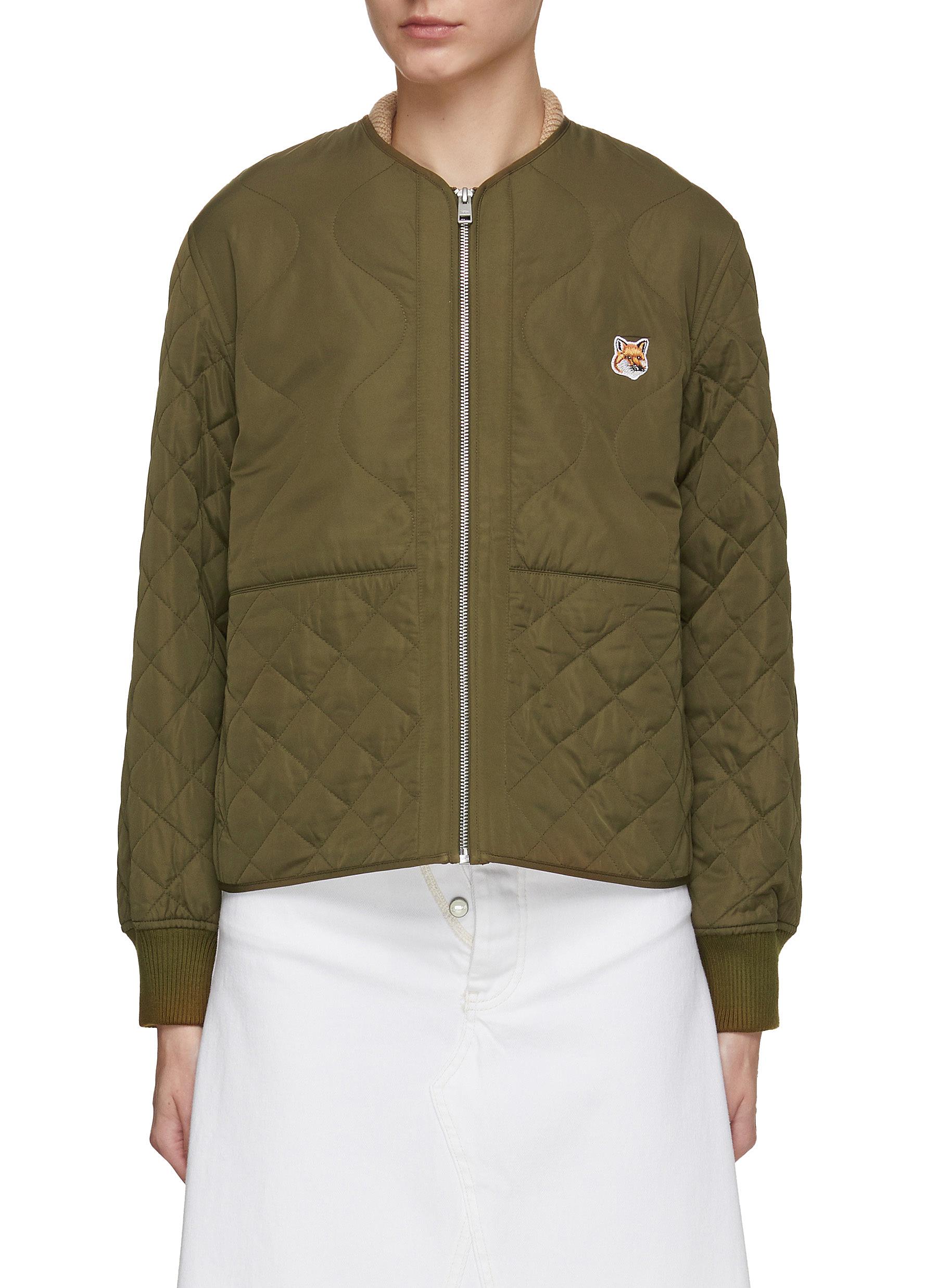Fox Head Patch Collarless Quilted Blouson Jacket