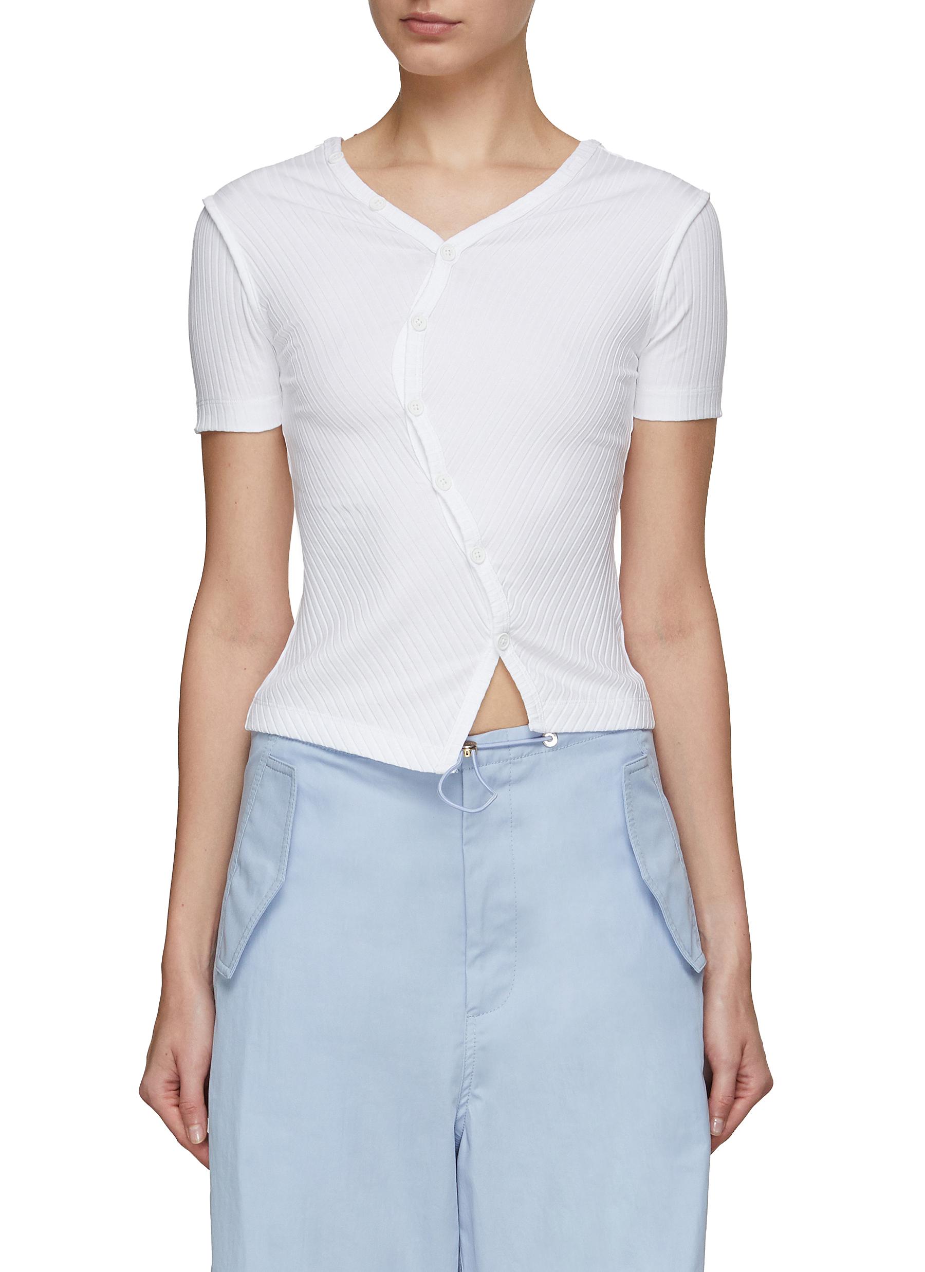 Twisted Placket Short Sleeve Top