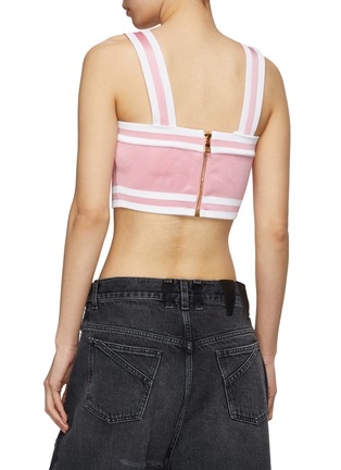 Back View - Click To Enlarge - BALMAIN - Contrast Knit Square Neck Bra Top