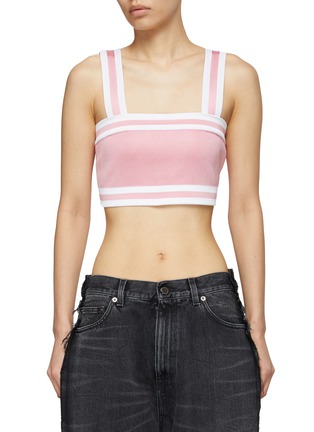 Main View - Click To Enlarge - BALMAIN - Contrast Knit Square Neck Bra Top