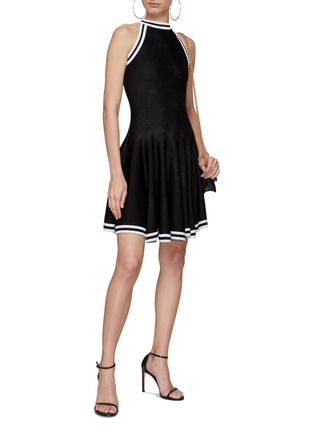 Figure View - Click To Enlarge - BALMAIN - Contrast Knit Skater Dress