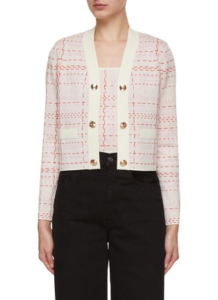 Main View - Click To Enlarge - CRUSH COLLECTION - Chequered Motif Knit Jacket