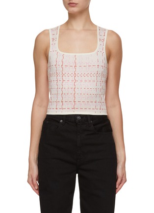 Main View - Click To Enlarge - CRUSH COLLECTION - Chequered Motif Knit Tank Top