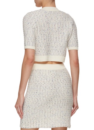 Back View - Click To Enlarge - CRUSH COLLECTION - Bouclé Short Sleeve Cropped Jacket