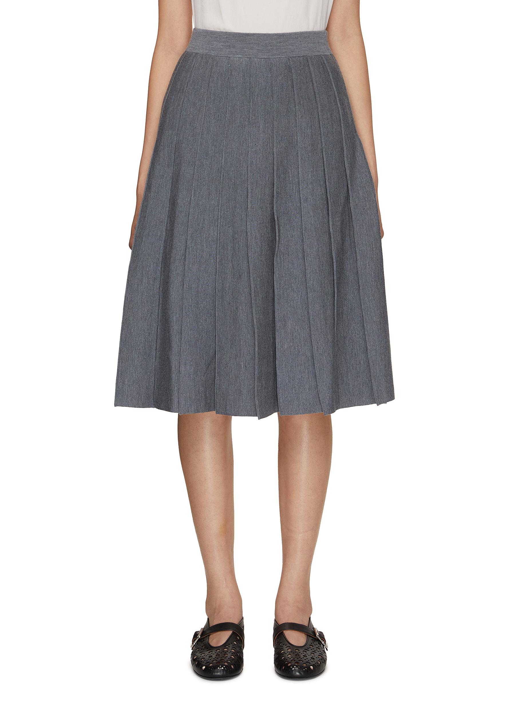 CRUSH COLLECTION Pleated Wool Knit Skirt